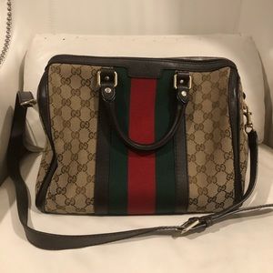 💓SOLD💓Gucci Boston Monogram Vintage Web Medium Brown